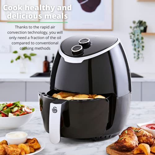 Swan SD39010NR 4L Air Fryer with Rapid Air Circulation, Adjustable Temperature, 30 Minute Timer, Non stick Coating, 1400W, Black - Image 3