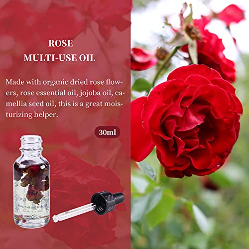 Image of Rose Multi-Use Oil 30ml, Organic Essential Oil for Skin, Hair, Body and Nails