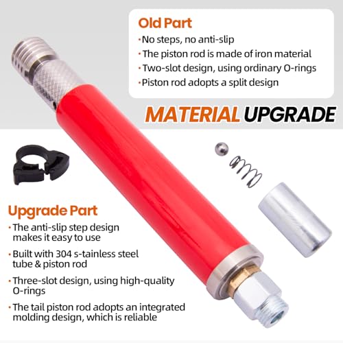 Image of Upgraded Grease Fitting Cleaning Tool [304 Piston Rod], Zerk Fitting Cleaning Tool, Remove Old Dried Grease from Fittings, Pins, Shafts, Bushings, and Joints (Red)