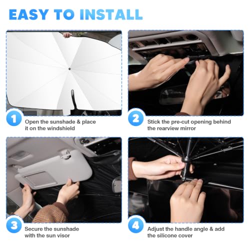 KUST Windshield Sun Shade Umbrella for 【2023-2026 Mazda CX-50 CX50 CX 50】 | Custom Fit Titanium Silver Sunshade Umbrella | Interior Accessories for CX50 CX-50 CX 50 | Blocks Heat & UV Rays by KUST - Used condition - Image 6