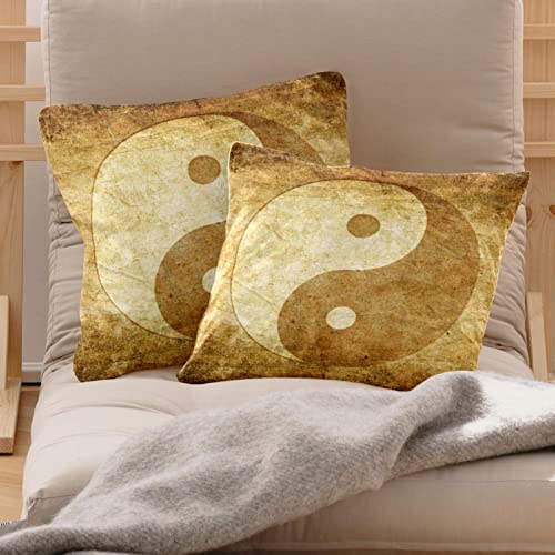 Housse de coussin lombaire Yin Yang potins vintage deco ferme lot de 2 - 3