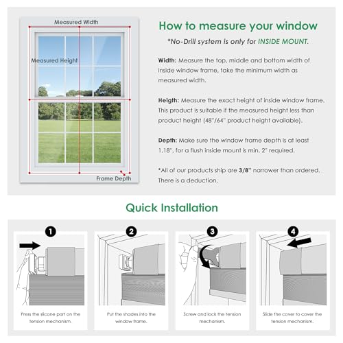 Image of LazBlinds No Drill Cordless Cellular Shades, 31.5 inch W x 72 inch H, White