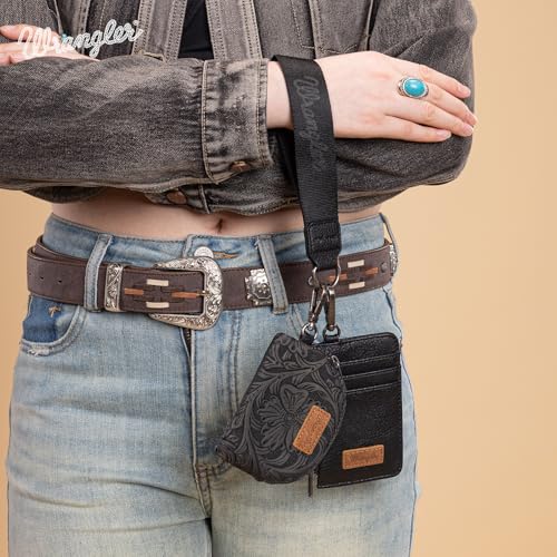 Image of Wrangler Keychain Wristlet Wallets for Women Western Dual Pouch Wristlet Credit Card Holder Wallet