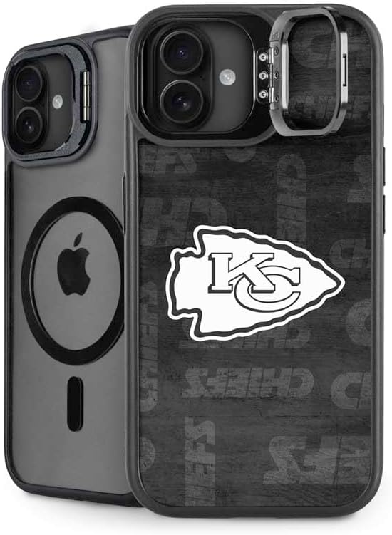 Skinit Kickstand Phone Case Compatible with iPhone 16 - Officially Licensed NFL Kansas City Chiefs Tropical Print Design