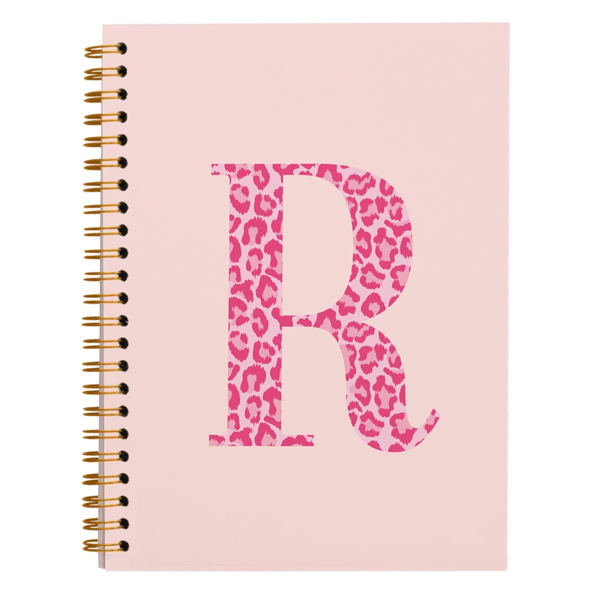 Carnet de notes à spirale léopard cadeau personnalisé initiale R femme