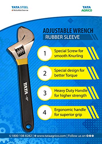 Image of AGRICO TATA Adjustable Spanner | Easy Wrench and Spanner, Ideal For Plumbing Tools, Adjustable Wrench for All Nut Sizes| 18 Inch /Pack of 1