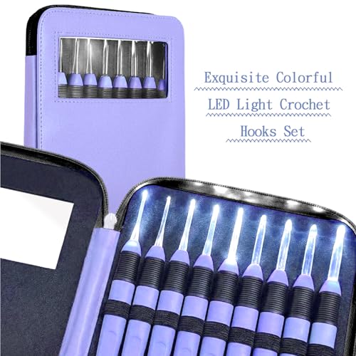 Agujas de ganchillo iluminadas con funda para tejer sin dolor y con buena luz 7