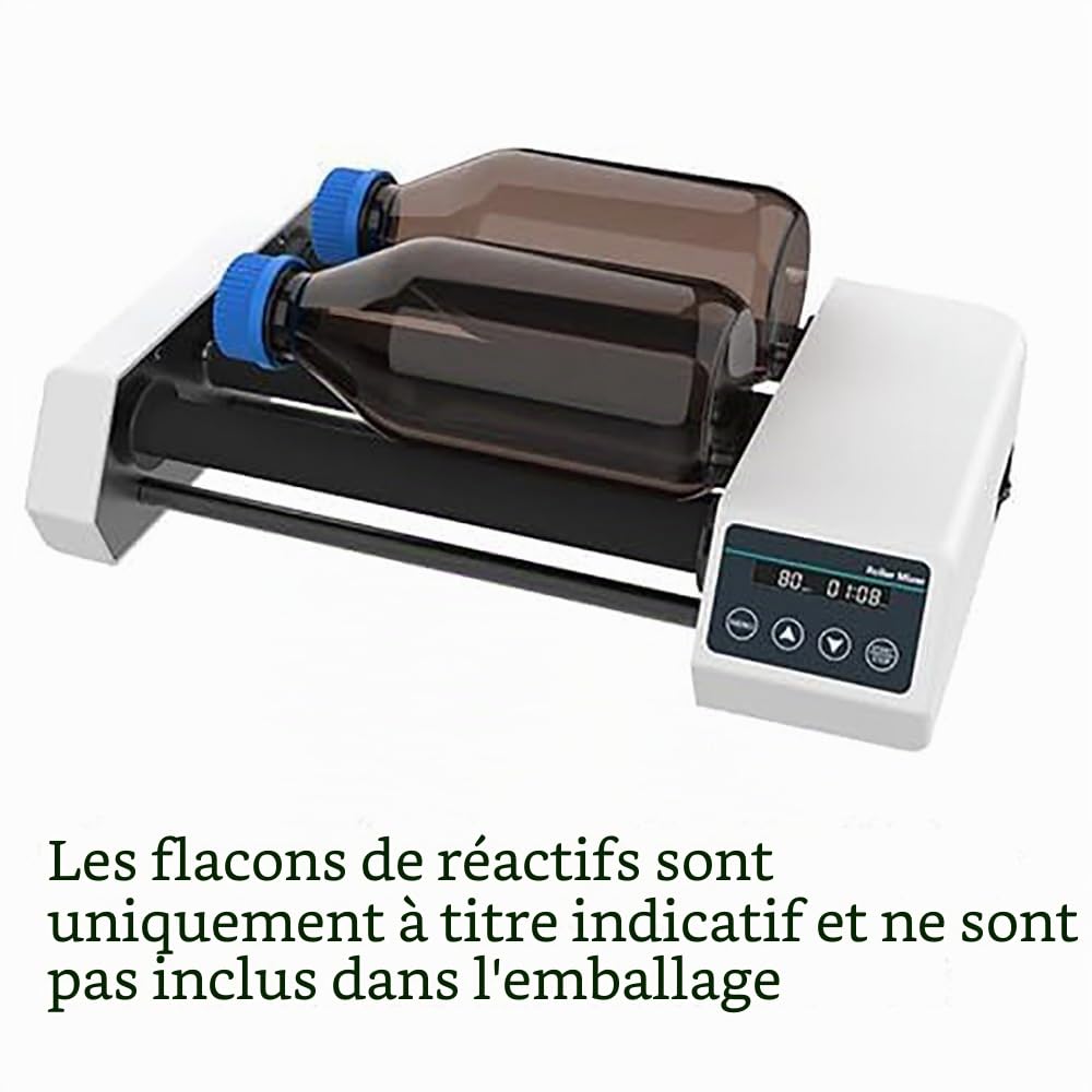 Agitateur De Bouteille De Réactif De Laboratoire, Mélangeur Numérique À 4 Rouleaux, Mélangeur À Rouleaux Réglable En Vitesse De 20 À 80 Tr/min, Minuterie De 1 Min À 23 H 59 Min Ou Modes Continus