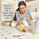 Scrub Brush Set of 3pcs - Cleaning Shower Scrubber with Ergonomic Handle and Durable Bristles - Grout Cleaner Brush - Scrub Brushes for Cleaning Bathroom, Shower, Tile, Kitchen, Floor (Red)