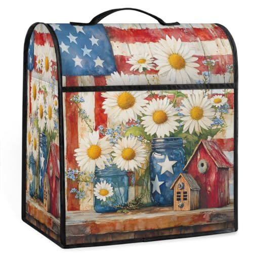 Spring Daisy Wood Kitchen Aid Mixer Cover with 4 Pocket Stand Mixer Dust Cover Compatible with 5-8 Quart Fits All Tilt Head & Bowl Lift Models, for Kitchen Aid Accessories And Attachments,A-16