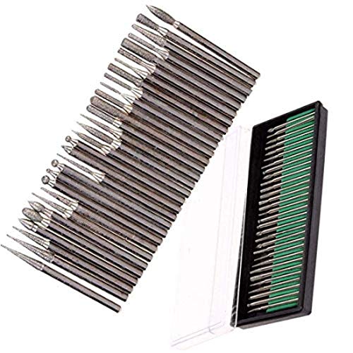 Image of DIY Crafts 30 Pieces Rotary Tool Bits - Diamond Tipped Deburring and Engraving Set - For a Range of Surfaces in a Variety of Sizes (Shape No # 7, Diamond Burr)