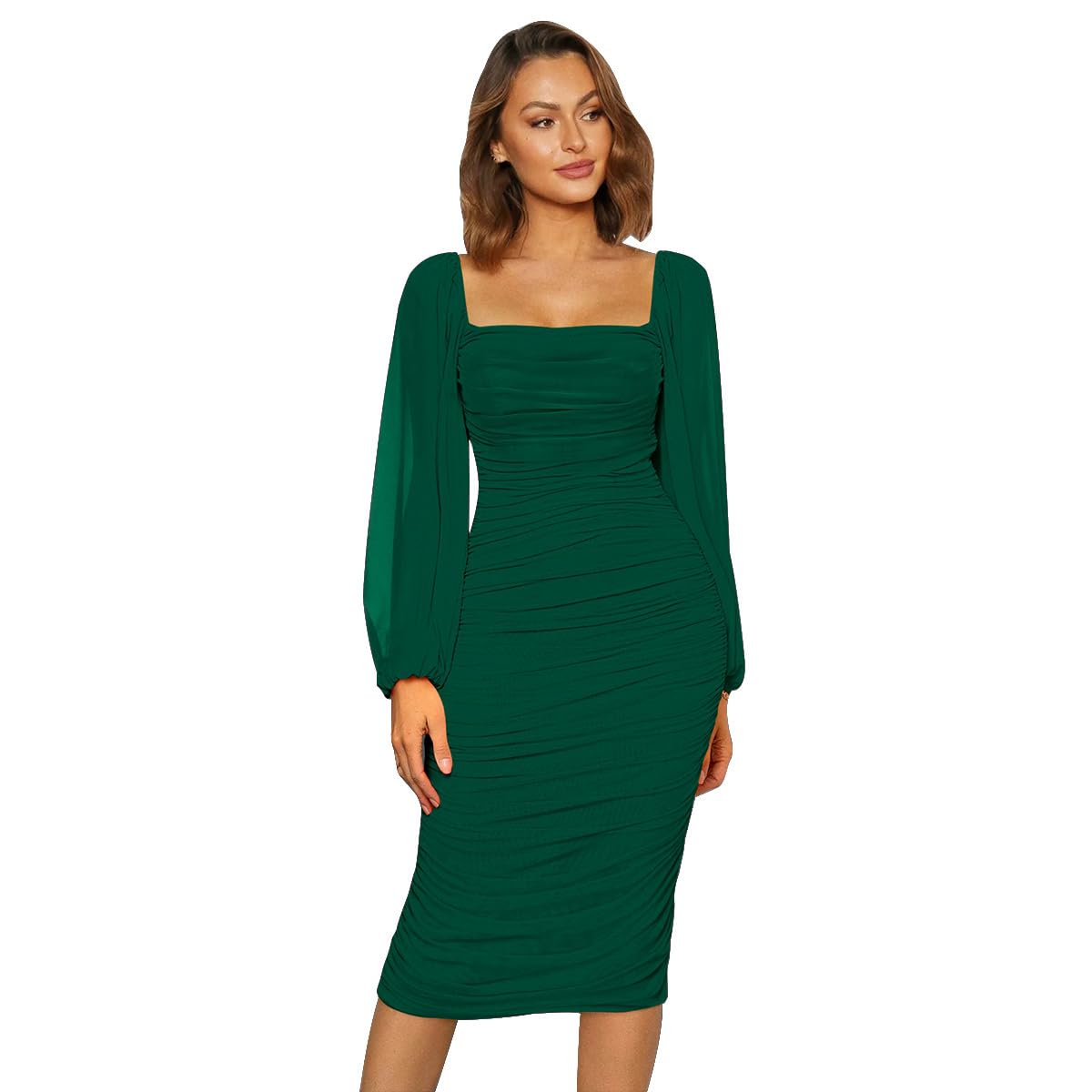 SweatyRocks Damen Maxikleid Langarm - Elegantes Bodycon Abendkleid