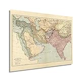 HISTORIX Vintage 1912 Middle East Map - 18x24 Inch Vintage Map of Countries Between Constantinople & Calcutta - Old Map of Turkey in Asia Persia Afghanistan & Turkestan - India South Asia Map History