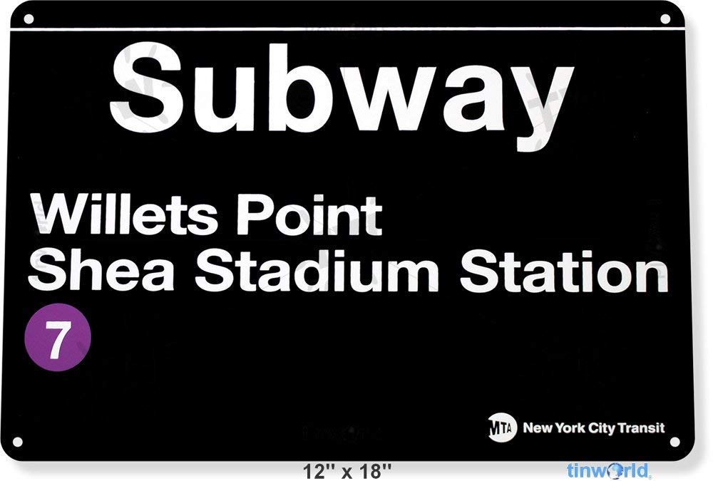 Bioprocess Metalsign06 Tin Sign Subway Shea Stadium Willets Point Metal New York Garage Vintage Tin Sign 7.8 * 11.8 Inch(L * W)