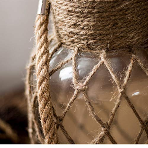Hemp Rope Glass Vase,Creative Rope Net Vase Antique Hanging Glass Vase