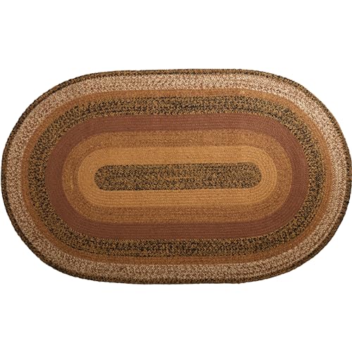 Vhc Brands Kettle Grove Primitive Jute Black Striped Accent Rug Oval Decor W/Floor Pad 36 Inchx60 Inch thumb #2