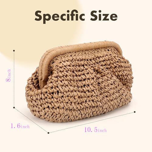 Straw Crossbody for Women,Straw Clutch Purse,Cloud Dumpling Woven Pouch Shoulder Handbag Travel Beach Woven Bag2