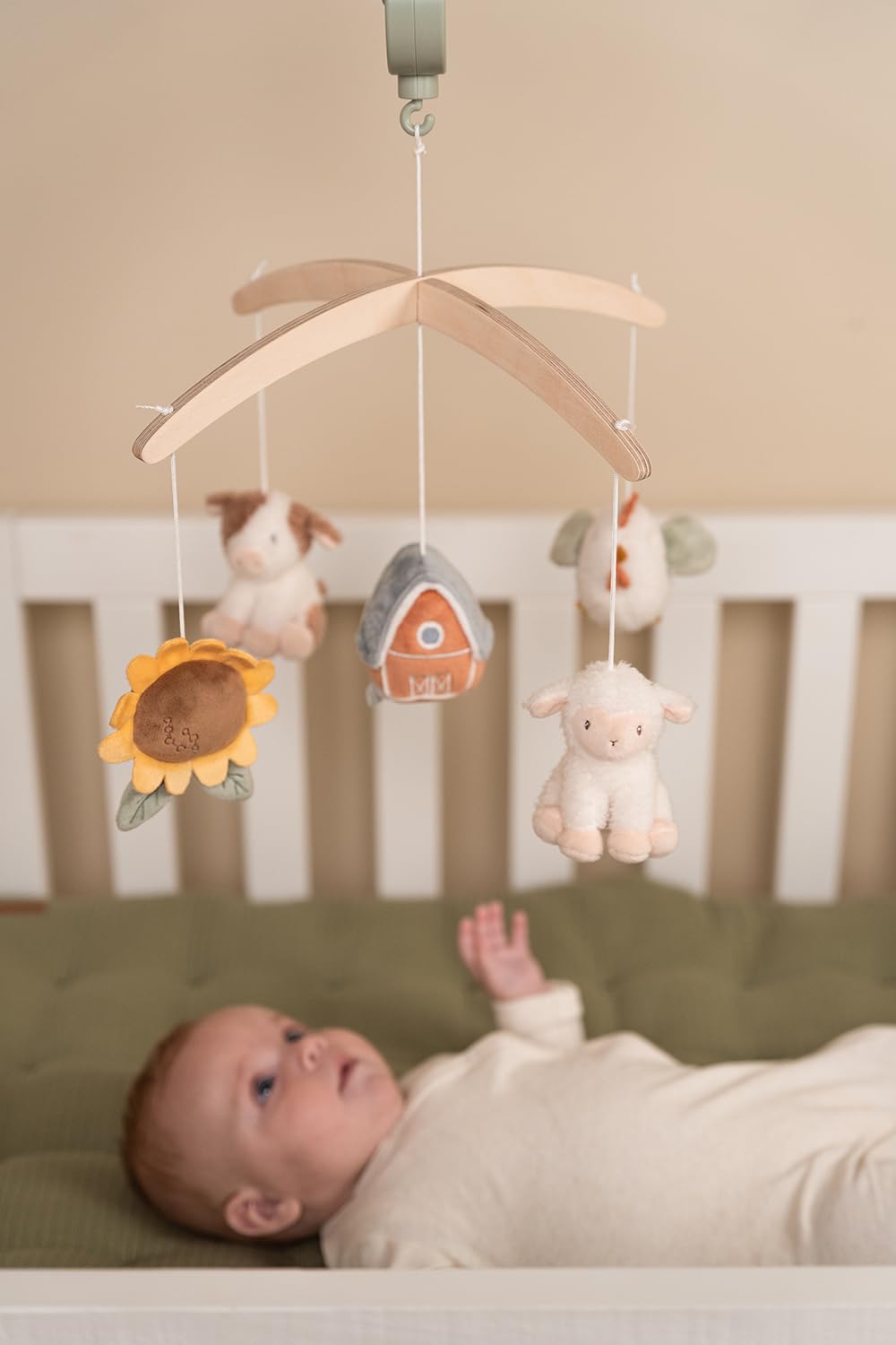 Little Dutch Mobile Musik Spieluhr mit Holz Halterung für Babybett - Little Farm