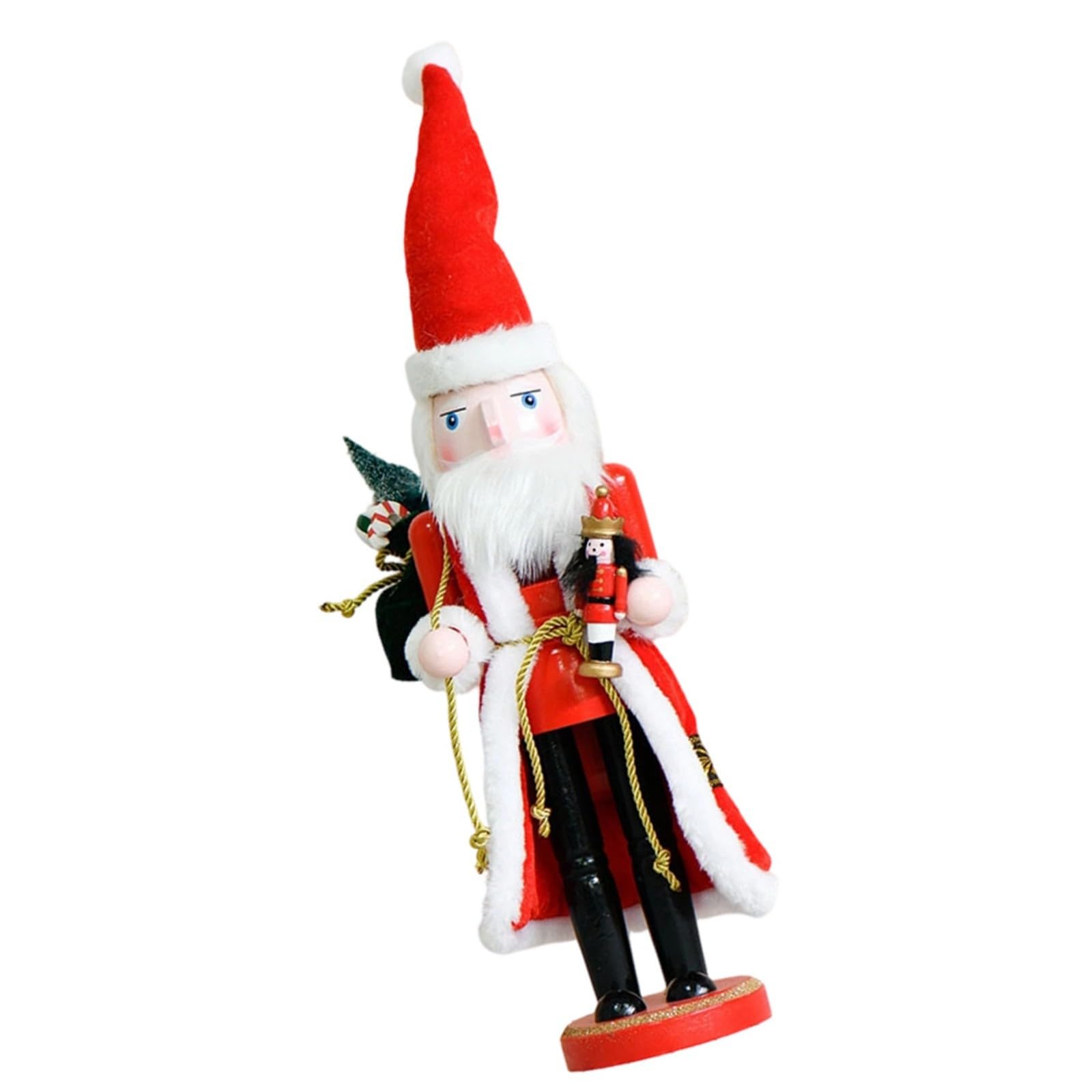 Kaeltsyn 36CM Wood Santa Clause Sculpture Figurine Ornament for Mantel Tabletop Bookshelf Display Christmas Party Decoration Seasonal Home Accessories