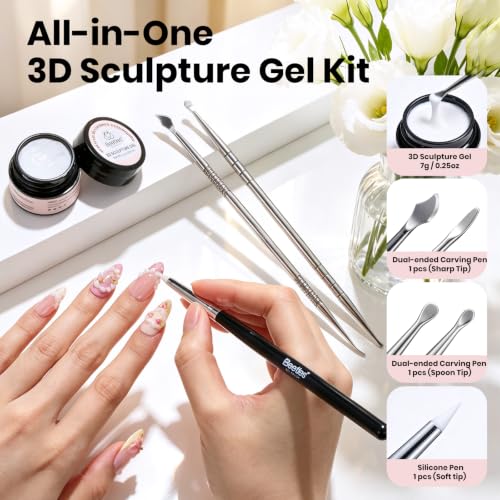 Image of Beetles 3D Gel Nail Art,White 3D Sculpting Gel for Nail Art & Sculpting Pen
