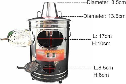 Miniatura 7 de Incinerador de acero inoxidable con chimenea, incinerador de jardín portátil con gancho de fuego, limpieza del patio trasero, papel y hojas, 12.2 x