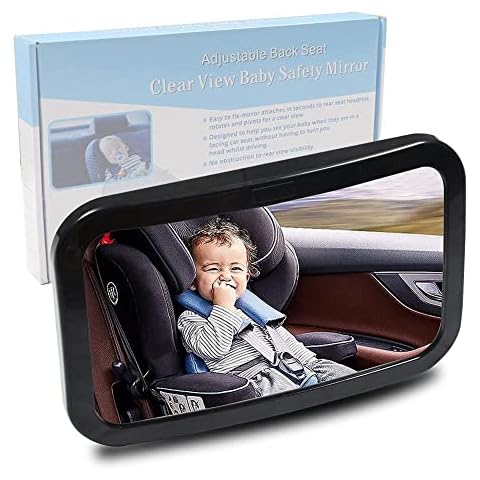 Marretoo Shatterproof Baby Car Mirror Rear View, Baby Car Seat Mirror Rear Facing for Car Back Seat, Kids Mirror with 360 Degree Adjustable View and Fits All Car with a Back Seat Cover