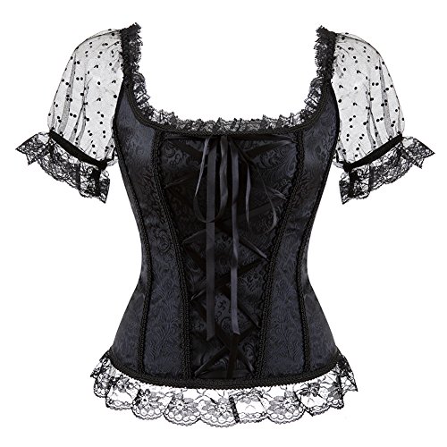 Zooma Mujeres Sexy Lace Corsé Underbust Slimming Vintage Bustier Corset Negro - Corsé - para Mujer