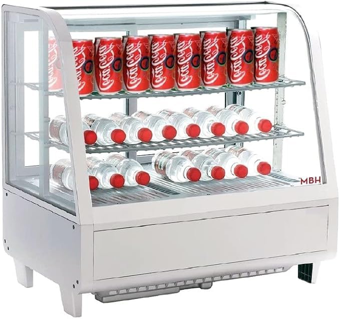 MBH Professional Counter Refrigerated Display Cabinet 100 Litres Small Industrial Catering Display Cabinet White