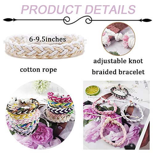 Finzor 24Pcs Woven Wrap Friendship Bracelets For Women Men Adjustable Braided String Bracelet Colorful Handmade Rope Friendship Bracelets Pack Boho Party Favors #TOP2