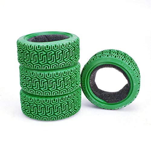 LAFEINA 1/10 RC Car Racing Flat Run Sponge Insert Rubber Tyres 68mm Tires for 1:10 RC On Road Car Traxxas Tamiya HSP HPI Kyosho RC Rally Car (Green)