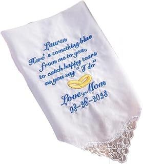 Personalized Wedding Handkerchief Something Blue Wedding Gift from Mom t...