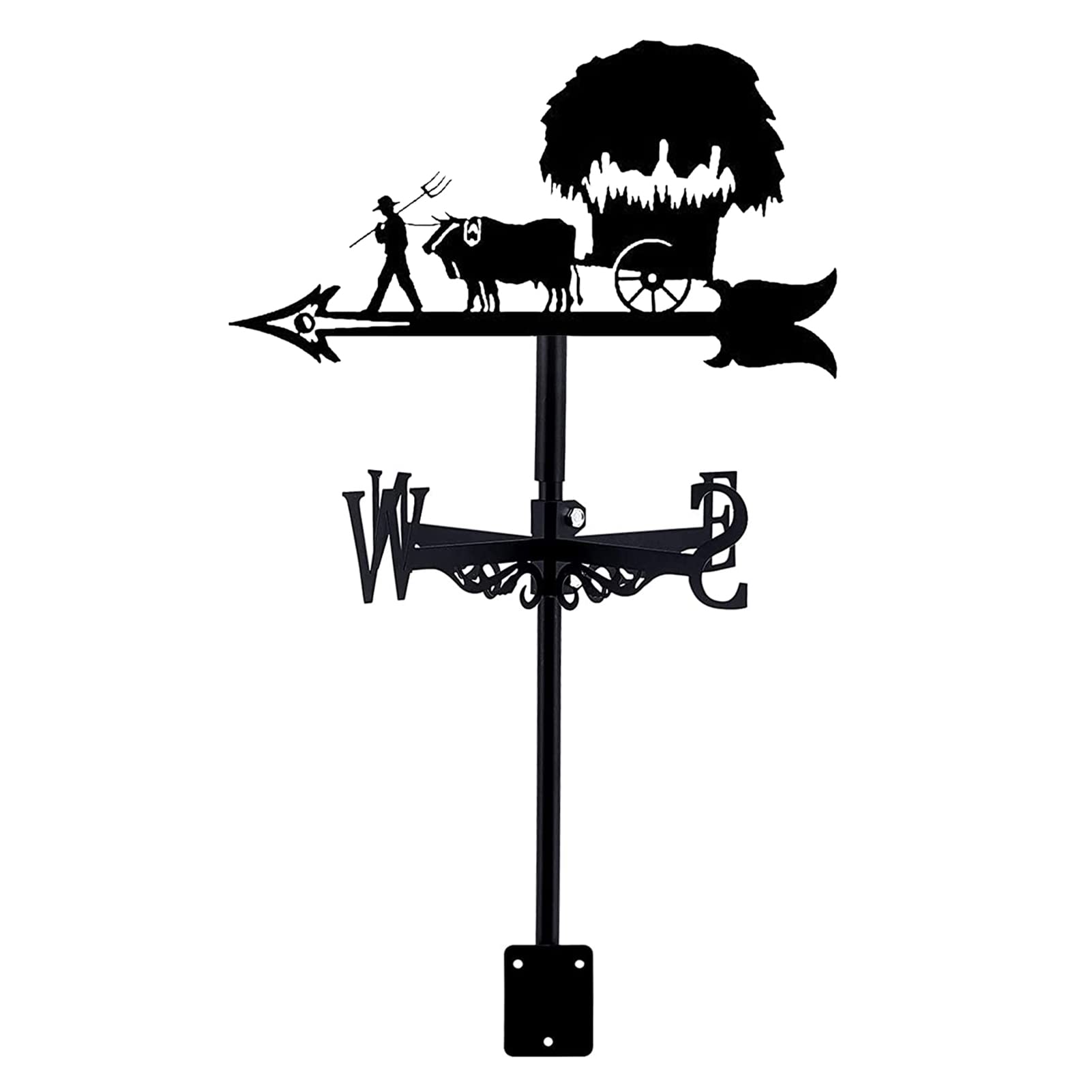 WIQUYBML wind vane Garden Stake Weather Vane Retro Ox Cart Farmer Farm Scene weathervane Decorative Wind Direction Indicator for Outdoor