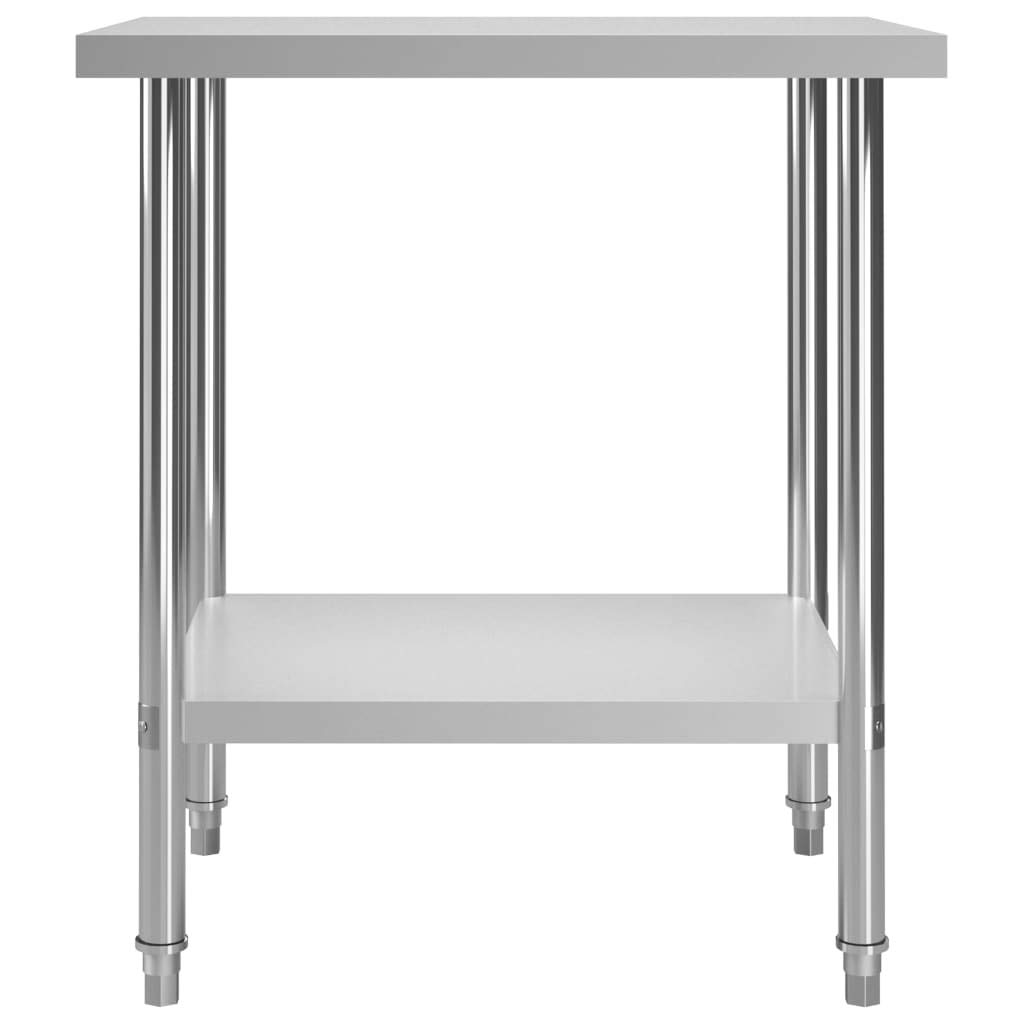 Tavolo da lavoro da cucina 80 x 60 x 85 cm in acciaio inox con piedini regolabili, durevole e facile da pulire, ideale per ristoranti, caffetterie, mense e cucine commerciali
