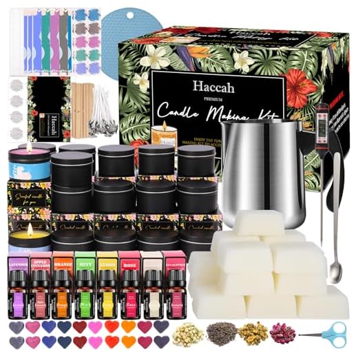 Kit completo de fabricação de velas, suprimentos para fabricação de velas, kits de artesanato e artesanato DIY para adultos, iniciantes, incluindo cera de abelha, pavios, aromas ricos, clipes de