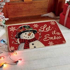   Artoid-Mode-Snowman-Let-it-Snow-Christmas-Doormat-Snowflakes-Winter-Decor-Low-Profile-Floor-Rug-Switch-Mat-for-Home-Indoor-Outdoor-17x29-Inch