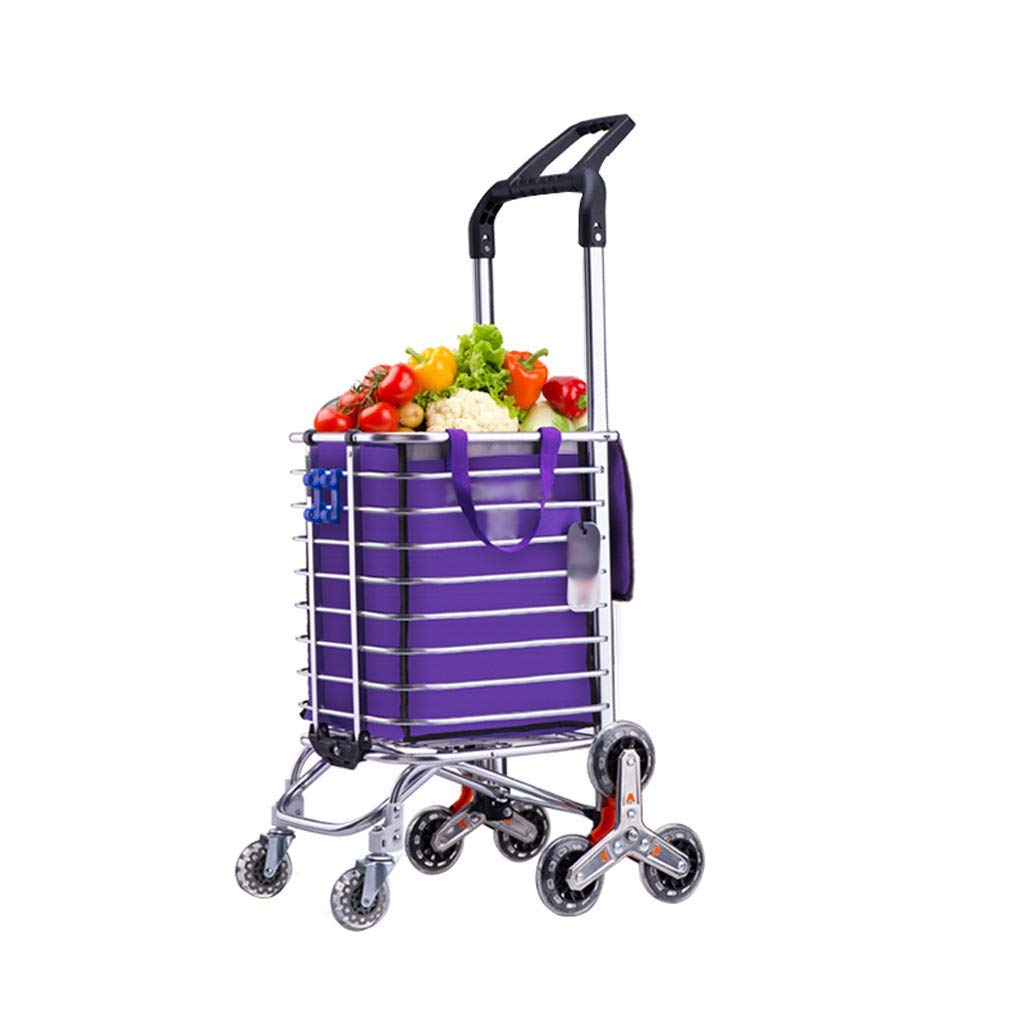 WOPOOWire Shopping Cart with Wheels Hand Cart Folding Portable Household Cart Trolley Stainless Steel Triangle Wheel