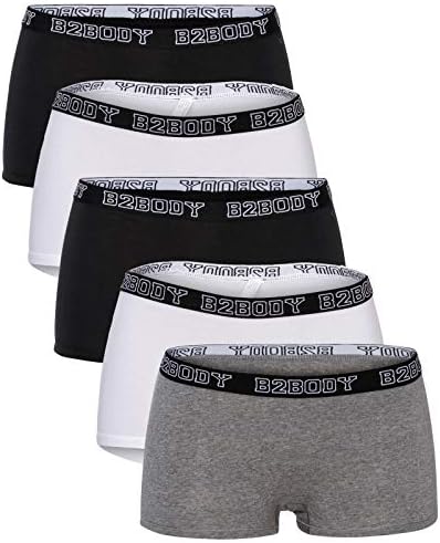 B2BODY Cotton Underwear Women – Boyshort Panties for Women Small to Plus Size 5 Pack