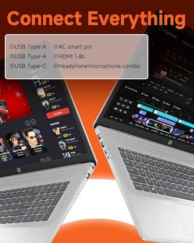 Image of HP 17 Inch Touchscreen Laptop Computer for Business, AMD Ryzen 5 7430U, 17.3 inch HD+ Anti-Glare Display, 16 GB RAM, 1 TB SSD, Copilot AI, Wi-Fi 6, Bluetooth 5.4, Fast Charge