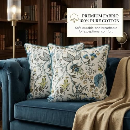 Image of Handmade Throw /Pillow Cushion Cover : 100% Cotton Fabric : High Thread Count : Set of 5