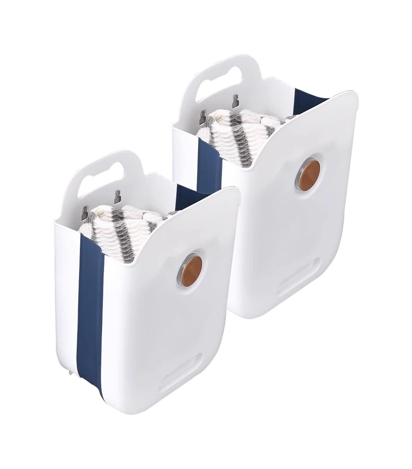 Folding dirty laundry basket, Foldable Laundry Basket Wall-Mounted - Multicolor 2-Pack(Blue)