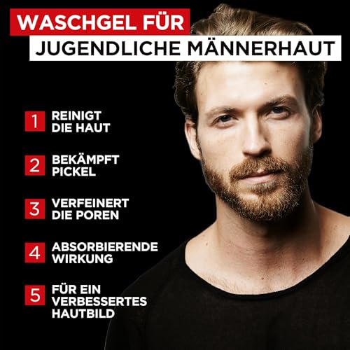 L'Oréal Men Expert Anti-Pickel Waschgel gegen unreine Haut für Männer, Gesichtsreinigung gegen Mitesser & Pickel Unreinheiten… – Ansicht 2