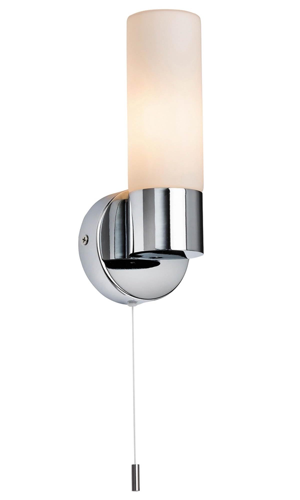 Betta Lighting Chrome 1 Light Wall Finish With Diffused Glass Shade Ip44 Led Compatible Dimmable