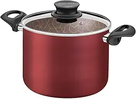 Caldeirão Tramontina Paris em Alumínio com Revestimento Interno e Externo em Antiaderente Starflon Max Vermelho com Tampa de Vidro 18 cm 3,1 L
