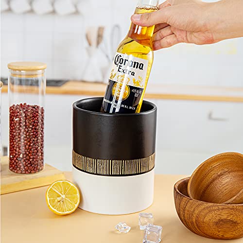 Moladri Kitchen Utensil Holder For Countertop,5" Ceramic Utensils Crock,Large Vintage Organizer For Storing Cooking,Heavy Spatula Holders,Farmhouse Tool Caddy, Home Counter Organizing Decor (Black) #TOP4