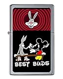 Bugs Bunny Mickey Mouse Best Buds Share Joint Flip Top Lighter Brushed Chrome