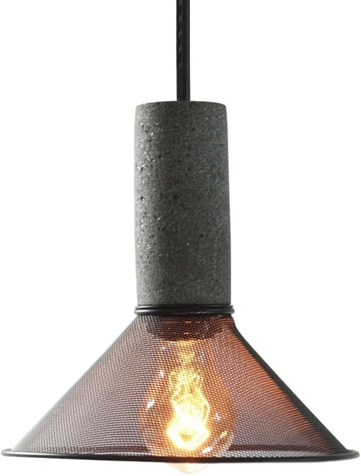 Miniatura 1 de Lámpara colgante de hormigón con pantalla de jaula de hierro, luz de suspensión de malla metálica retro, lámpara colgante de cemento para cocina,