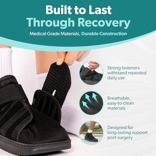 BraceAbility Closed Toe Medical Walking Shoe - Lightweight Broken Toe Cast Boot, Fractured Foot Brace for Metatarsal Stress Fracture, Post-op Bunion, Hammertoe Surgery Recovery - For Men or Women (M)