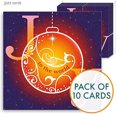 Christian Christmas cards - Joy, pack of 10, with Bible verse Matthew 1:23 inside these religious Christmas cards, by Just Cards Direct