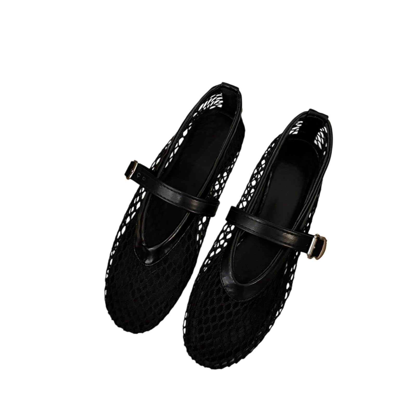 Gyios Women'S Slide Sandals Women’s Hollow Flats - Adjustable Buckle Strap Breathable Round Toe Casual Flat Shoes For Summer Daily Wear-black-38