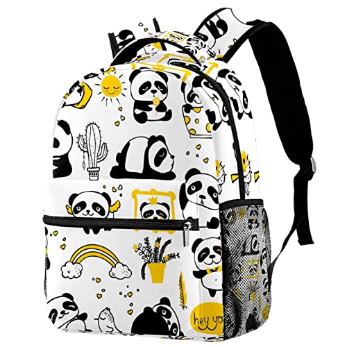 Sac à dos de voyage imprimé panda avec porte-bouteille